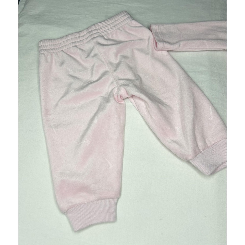 Nike Baby Bodysuit Jogger Pants Set Girls 6M Pink Velour Swoosh Logo 2 Piece - Picture 9 of 14